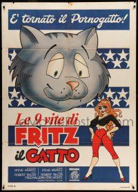 7c670 NINE LIVES OF FRITZ THE CAT Italian 1p '75 Robert Crumb, great different cartoon art!