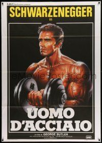 7c683 PUMPING IRON Italian 1p '86 best Enzo Sciotti art of Arnold Schwarzenegger lifting weights!
