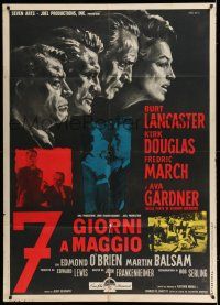 7c690 SEVEN DAYS IN MAY Italian 1p '64 different art of Burt Lancaster, Douglas, March & Gardner!