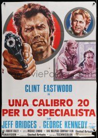 7c697 THUNDERBOLT & LIGHTFOOT Italian 1p '74 different Avelli artwork of Clint Eastwood with gun!