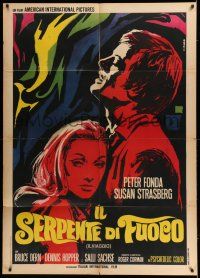 7c702 TRIP Italian 1p '68 written by Jack Nicholson, different Casaro art of Fonda & Strasberg!