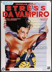 7c706 VAMPIRE'S KISS Italian 1p '89 different Cecchini art of young Nicolas Cage & sexy monster!