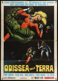 7c717 X FROM OUTER SPACE Italian 1p '69 best different art of big monster hand grabbing sexy girl!