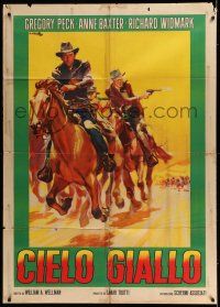 7c718 YELLOW SKY Italian 1p R64 different Ciriello art of Gregory Peck & Richard Widmark on horses!