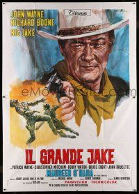 7c425 BIG JAKE Italian 2p '71 different art of John Wayne shooting gun by Averardo Ciriello!