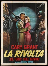 7c435 CRISIS Italian 2p R60s different art of surrounded Cary Grant & Paula Raymond by Piovano!
