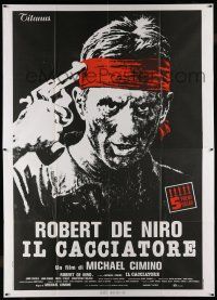 7c438 DEER HUNTER awards Italian 2p '79 art of Robert De Niro with gun to his head, Michael Cimino