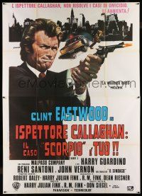 7c442 DIRTY HARRY Italian 2p R70s art of Clint Eastwood pointing gun by P. Franco, Don Siegel