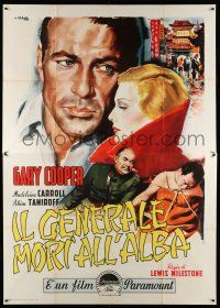 7c450 GENERAL DIED AT DAWN Italian 2p R57 cool Ciriello art of Gary Cooper & Madeleine Carroll!
