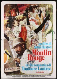 7c478 MOULIN ROUGE Italian 2p R74 different art of Ferrer as Toulouse-Lautrec & French showgirls!