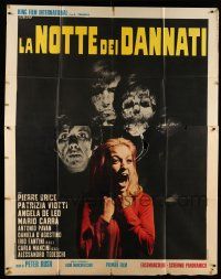 7c483 NIGHT OF THE DAMNED Italian 2p '71 wild image of terrified woman & disfigured men!