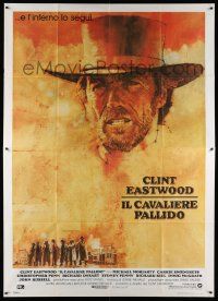 7c486 PALE RIDER Italian 2p '85 great artwork of cowboy Clint Eastwood by C. Michael Dudash!