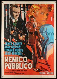 7c494 PUBLIC ENEMY Italian 2p R63 cool completely different art of James Cagney & Mae Clarke!