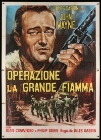 7c500 REUNION IN FRANCE Italian 2p R64 different Piovano art of John Wayne with gun, Jules Dassin