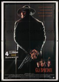 7c515 UNFORGIVEN Italian 2p '92 classic image of gunslinger Clint Eastwood with his back turned!