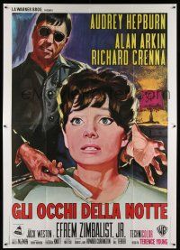 7c516 WAIT UNTIL DARK Italian 2p R70s different Serafini art of blind Audrey Hepburn & Alan Arkin!