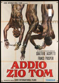 7c517 WHITE DEVIL: BLACK HELL Italian 2p '71 outrageous art of naked slaves hanging upside-down!
