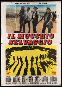 7c518 WILD BUNCH Italian 2p '69 Sam Peckinpah classic, William Holden & Ernest Borgnine, different!