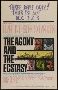 7c078 AGONY & THE ECSTASY WC '65 great art of Charlton Heston & Rex Harrison, Carol Reed!