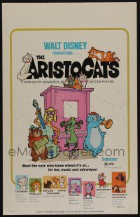 7c087 ARISTOCATS WC '71 Walt Disney feline jazz musical cartoon, great colorful image!