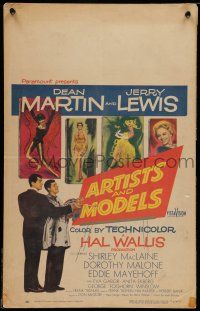 7c089 ARTISTS & MODELS WC '55 Dean Martin & Jerry Lewis painting sexy Shirley MacLaine!