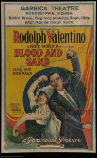 7c114 BLOOD & SAND WC '22 stone litho of matador Rudolph Valentino dancing with pretty Lila Lee!