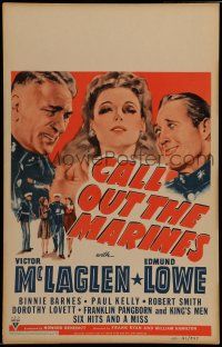 7c130 CALL OUT THE MARINES WC '41 art of Victor McLaglen, Edmund Lowe & sexy Binnie Barnes!