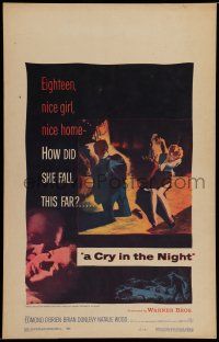 7c145 CRY IN THE NIGHT WC '56 Natalie Wood is even more exciting than in Rebel Without a Cause!