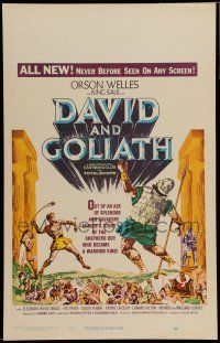 7c152 DAVID & GOLIATH WC '61 Orson Welles as King Saul, cool battle artwork!