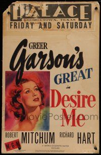 7c153 DESIRE ME WC '47 George Cukor, artwork portrait of beautiful Greer Garson!