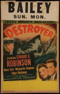 7c155 DESTROYER WC '43 Navy sailor Edward G. Robinson in WWII, art of crashing ships!