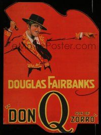 7c158 DON Q SON OF ZORRO WC '25 incredible George E. Holl art of Douglas Fairbanks with whip!
