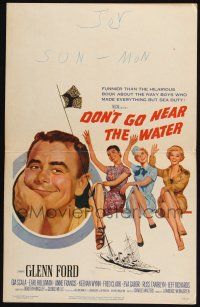 7c159 DON'T GO NEAR THE WATER WC '57 art of Glenn Ford, Anne Francis, Gia Scala & Eva Gabor!