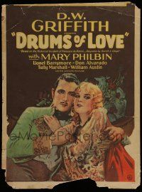 7c162 DRUMS OF LOVE WC '28 D.W. Griffith's greatest picture since Birth of a Nation, Mary Philbin