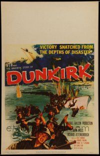 7c167 DUNKIRK WC '58 great World War II art of thousands of armed soldiers evacuating the city!