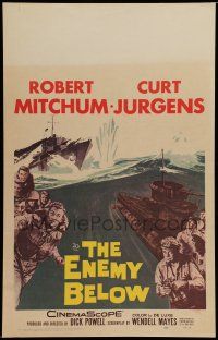 7c170 ENEMY BELOW WC '58 Robert Mitchum & Curt Jurgens in the amazing saga of the U.S. Navy!