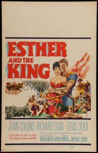 7c171 ESTHER & THE KING WC '60 Mario Bava, artwork of sexy Joan Collins & Richard Egan embracing!
