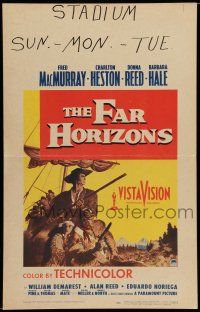 7c172 FAR HORIZONS WC '55 art of Charlton Heston & Fred MacMurray as Lewis & Clark + Donna Reed!