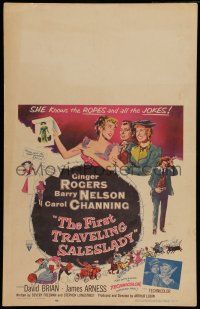 7c176 FIRST TRAVELING SALESLADY WC '56 art of Ginger Rogers selling barbed-wire in Texas!