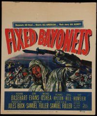 7c177 FIXED BAYONETS WC '51 Samuel Fuller, Richard Basehart, Gene Evans, cool art of Korean War!