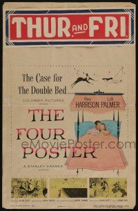 7c180 FOUR POSTER WC '52 art of Rex Harrison & Lilli Palmer laying together in bed!
