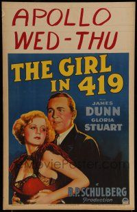 7c191 GIRL IN 419 WC '33 doctor James Dunn saves mobster's girl Gloria Stuart & falls in love!