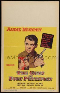 7c199 GUNS OF FORT PETTICOAT WC '57 artwork of Audie Murphy, who battled incredible odds!