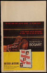 7c201 HARDER THEY FALL WC '56 Humphrey Bogart, Rod Steiger, cool boxing glove artwork!