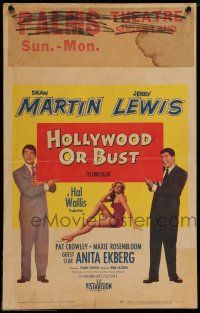 7c211 HOLLYWOOD OR BUST WC '56 wacky Dean Martin & Jerry Lewis, sexy Anita Ekberg!