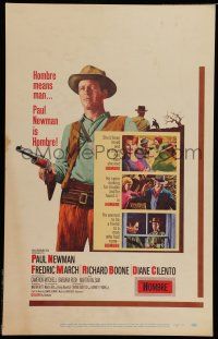 7c212 HOMBRE WC '66 full-color image of Paul Newman, Fredric March, directed by Martin Ritt