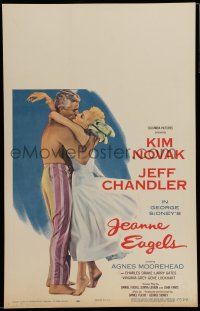 7c229 JEANNE EAGELS WC '57 best romantic artwork of Kim Novak & Jeff Chandler kissing!