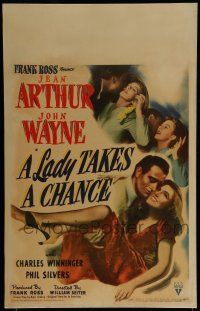 7c234 LADY TAKES A CHANCE WC '43 Jean Arthur moves west and falls in love with John Wayne!
