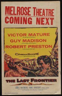 7c236 LAST FRONTIER WC '55 art of man of the forest Victor Mature choking Native American chief!