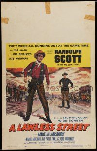 7c238 LAWLESS STREET WC '55 top gun Randolph Scott is running out of luck, bullets & his woman too!